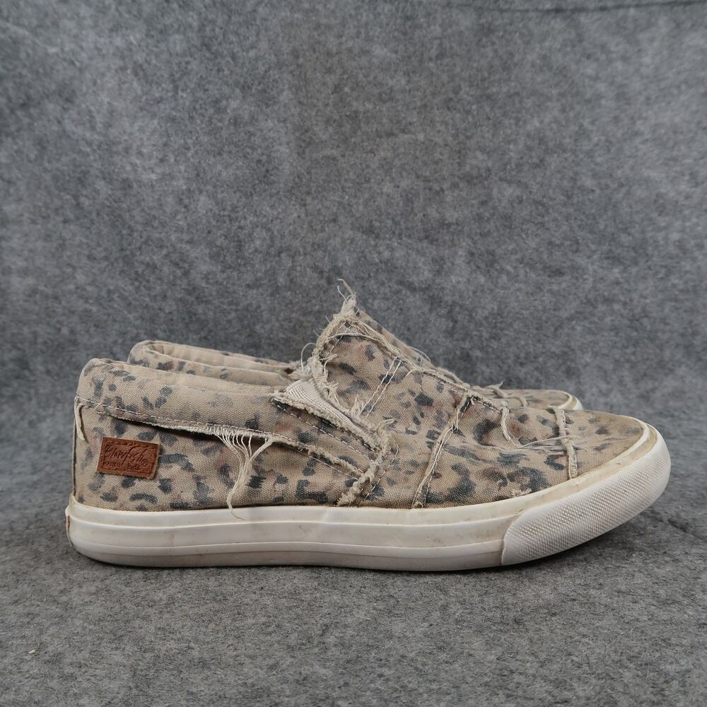 Blowfish Shoes Big Kids 4 Casual Slip On Sneaker Animal Print Raw Edge Canvas